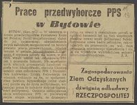 Wybory do Sejmu - sprawozdania i materiały PK PPS i Pełnomocnika ds. wyborów w Bytowie