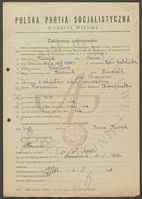 PK PPS Choszczno - deklaracje członkowskie, kwestionariusze personalne, życiorysy, legitymacje i fotografie