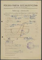 PK PPS Dębno - deklaracje członkowskie, kwestionariusze personalne, życiorysy, legitymacje i fotografie